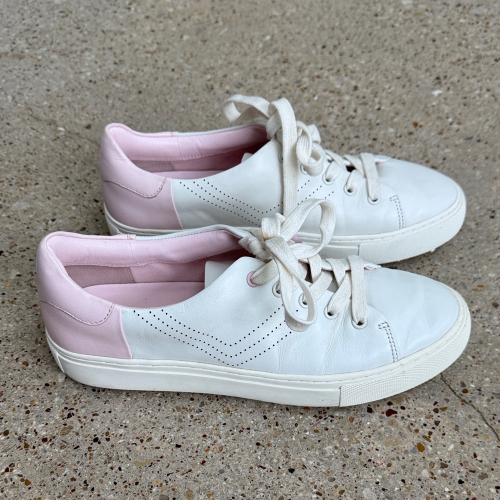 Women's White and Pink Sneakers